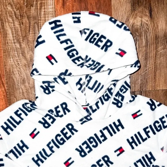 Tommy Hilfiger Girls Sport Popover Hoodie - White/Blue, Size XL (16) - Picture 4 of 8